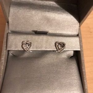 Zales double heart diamond earrings